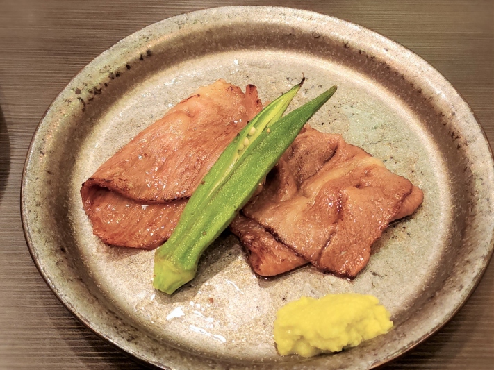 【高森和牛 焼きしゃぶ】茄子と山葵のソースを添えて